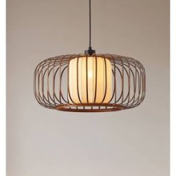 Wooden Pendant Light Davella Lindby, dimmable, Dark wood, Living / Dining Room, Bamboo, Scandinavian, Ceiling Light