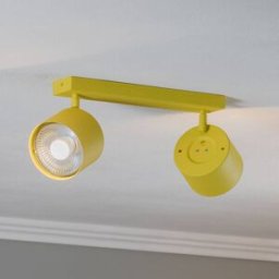 Chloe adjustable 2-bulb downlight, yellow Argon, dimmable, Yellow / orange, Living / Dining Room, metal, Modern, Ceiling Light
