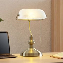 Desk Lamp Profina Lindby, Bronze / antique brass, Workroom / Office, metal, Antique, Table Lamp
