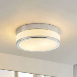 Ceiling Light Flavi Lindby, dimmable, Chrome / silver, Bathroom, Glass, Modern, Ceiling Light