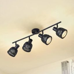 Wooden Ceiling Light Eskil Lindby, dimmable, Black, Living / Dining Room, Bamboo, Modern, Ceiling Light
