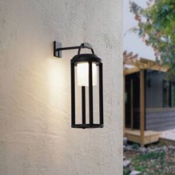Lucande 2-in-1 LED solar light Tilena, black, round, aluminium Tilena Lucande, dimmable, Black, Aluminium, Modern, Solar Wall Light