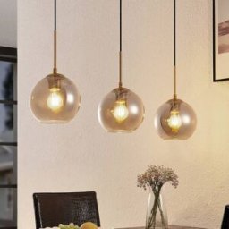 Glass Pendant Light Hiwana Lindby, dimmable, Alu / grey / zinc, Living / Dining Room, Glass, Modern, Ceiling Light