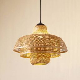 Pendant Light Rasmina Lucande, dimmable, Light wood, Living / Dining Room, Bamboo, Country House / Rustic, Ceiling Light