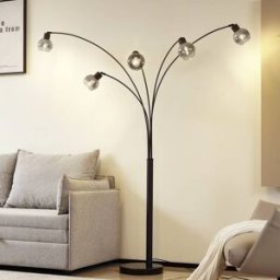 Arc Lamp Floor Braccio Lindby, Black, Living / Dining Room, metal, Modern, Floor Lamp