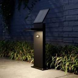 Lucande LED solar path light Silvan, 60 cm, sensor, anthracite Silvan, Black, Aluminium, Modern, Solar Lights with Sensor