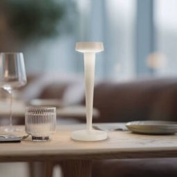 Lucande LED rechargeable candle holder Lea, vase, beige, 28 cm Lea Lucande, dimmable, Cream / amber, Living / Dining Room, metal, Modern