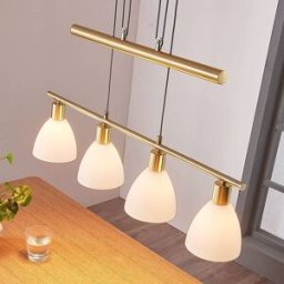 Pendant Light Simeon Lindby, dimmable, Brass / gold, Living / Dining Room, Glass, Modern, Ceiling Light