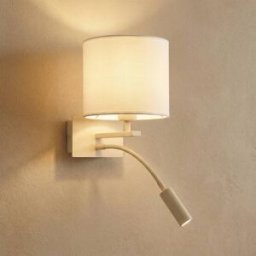 Wall Light Bilo Argon, dimmable, Cream / amber, Bedroom, Textile / fabric / silk, Modern, Wall Light