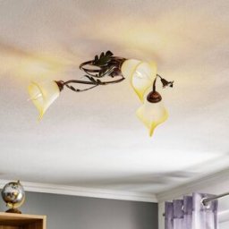 Ceiling Light Quercia ONLI, dimmable, Cream / amber, Living / Dining Room, Glass, Florentine, Ceiling Light