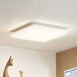 Prios LED ceiling lamp Artin, 33 cm, white, angular, sensor Artin PRIOS, White / opal, Bathroom, Plastic, Modern, Ceiling Light