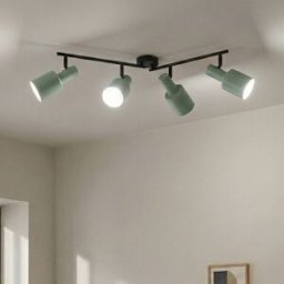 Lindby downlight Ovelia, green, 80 cm, 4-bulb, E27 Ovelia Lindby, dimmable, Black, Living / Dining Room, metal, Modern, Ceiling Light