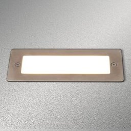 Lucande LED recessed wall light Holly, 17 cm, stainless steel HOLLY, Alu / grey / zinc, Stainless steel, Modern, Outdoor Wall Light