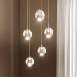 Glass Pendant Light Hayley Lucande, Clear / transparent, Living / Dining Room, Glass, Modern, Ceiling Light