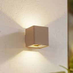 LED Outdoor Wall Light Aaron Lucande, Cream / amber, Aluminium, Modern, Outdoor Wall Light