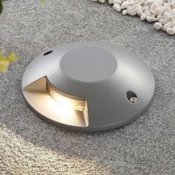 Lucande Jeffrey LED floor spotlight, silver, 1 light outlet, Alu / grey / zinc, Aluminium, Modern, Recessed Floor Light