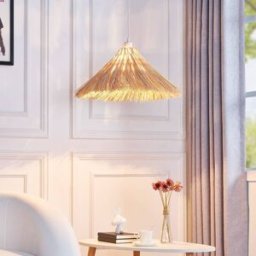 Pendant Light Borys Lindby, dimmable, Light wood, Living / Dining Room, Bamboo, Country House / Rustic, Ceiling Light