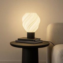 Lindby Nuvia table lamp, height 39.1 cm, white, 3D printed, White / opal, Living / Dining Room, Modern, Table Lamp