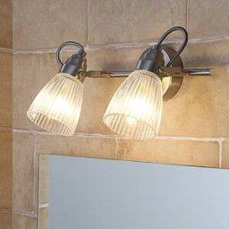 Wall Light Kara Lindby, dimmable, Alu / grey / zinc, Bathroom, Glass, Modern, Ceiling Light