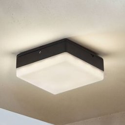 Lucande LED ceiling lamp Thilo, 16cm, anthracite, sensor, IP54 Thilo, Plastic, Modern, Ceiling Light Outdoor