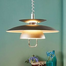 Pendant Light Nadija Lindby, dimmable, Alu / grey / zinc, Kitchen, metal, Scandinavian, Ceiling Light