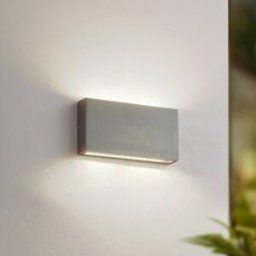 Lindby LED outdoor wall lamp Jarte, silver, metal, 17 cm, IP54 Jarte, Chrome / silver, Aluminium, Modern, Outdoor Wall Light