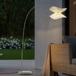 Lindby outdoor floor lamp Valdorin, beige, 199 cm, IP44 Valdorin, Cream / amber, Textile / fabric / silk, Modern