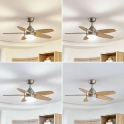 Lindby LED ceiling fan Klasika, DC, quiet, 106 cm, CCT Klasika, White / opal, Living / Dining Room, metal, Ceiling Fans with Lighting