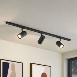 Lindby single-circuit track lighting system Linaro, GU10, 3-bulb, black Linaro Lindby, dimmable, Black, Hallway, metal, Modern