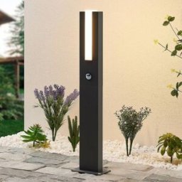 Lucande LED path lamp Virgalia, motion detector, 65 cm, IP54 Virgalia, Black, Aluminium, Modern, Outdoor lights with Sensor