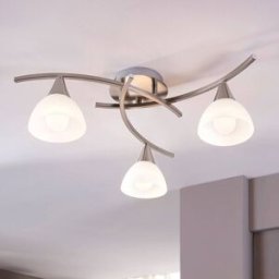 Ceiling Light Della Lindby, dimmable, Alu / grey / zinc, Living / Dining Room, Glass, Modern, Ceiling Light