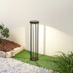 Lucande Evelis LED solar path lamp, black, aluminium, sensor, Black, Aluminium, Modern, Solar Lights with Sensor
