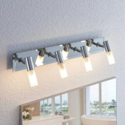 Lindby bathroom spotlight Zela, length 53 cm, chrome, 4-bulb Zela Lindby, dimmable, Chrome / silver, Bathroom, metal, Modern, Ceiling Light