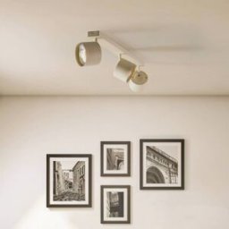 Chloe adjustable 3-bulb downlight, beige Argon, dimmable, Cream / amber, Living / Dining Room, metal, Modern, Ceiling Light