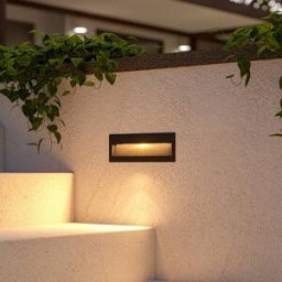 Lucande LED recessed wall light Loya, 23 x 8 cm, grey, IP54 Loya, Black, Aluminium, Modern, Outdoor Wall Light