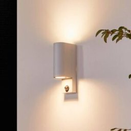 Prios outdoor wall light Tetje, white, round, sensor Tetje PRIOS, dimmable, White / opal, Aluminium, Modern, Outdoor Wall Light