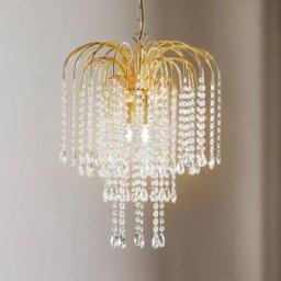 Crystal Pendant Light Pioggia ONLI, dimmable, Brass / gold, Living / Dining Room, metal, Modern, Ceiling Light