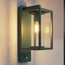 Outdoor Sensor Wall Light Ferda Lucande, dimmable, Green, Aluminium, Modern, Outdoor Wall Light