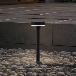 Lindby Solar LED ground spike light Brinca, black, PC, sensor Brinca, Black, Plastic, Modern, outdoor solar lights