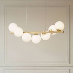 Glass Pendant Light Isandro Lucande, dimmable, Brass / gold, Living / Dining Room, Glass, Design, Ceiling Light