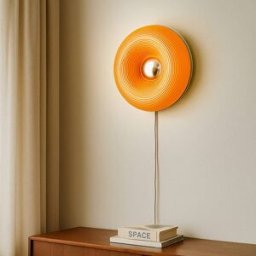 LED Wall Light Fjora Lindby, dimmable, Yellow / orange, Living / Dining Room, Glass, Design, Wall Light