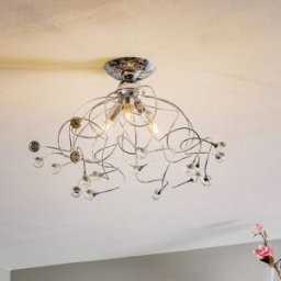 Crystal Ceiling Light Trilly ONLI, dimmable, Chrome / silver, Living / Dining Room, metal, Modern, Ceiling Light