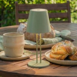 Lindby LED rechargeable table lamp Janea TWIN, green, metal Lindby, dimmable, Green, metal, Modern