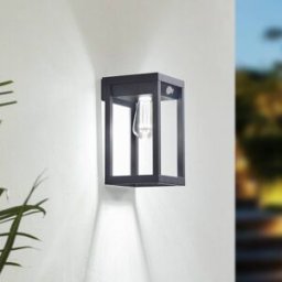 Lindby Smart LED solar wall lamp Enea, sensor, CCT, RGB, Tuya Enea Lindby, dimmable, Black, Plastic, Modern