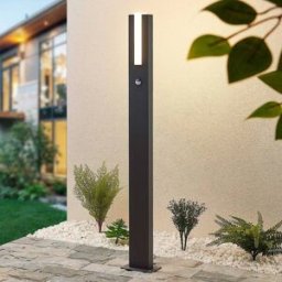 Lucande LED path lamp Virgalia, motion detector, 100cm, IP54 Virgalia, Black, Aluminium, Modern, Outdoor lights with Sensor