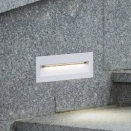 Lucande LED recessed wall light Loya, 23 x 8 cm, white, IP54 Loya, White / opal, Aluminium, Modern, Outdoor Wall Light