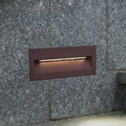 Lucande LED recessed wall light Loya, 23 x 8 cm, rust, IP54 Loya, Brown / rust, Aluminium, Modern, Outdoor Wall Light