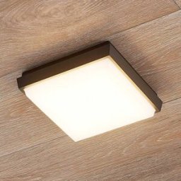 Amra LED outdoor ceiling light angular 17.5Â cm Lucande, Alu / grey / zinc, Plastic, Modern, Ceiling Light Outdoor