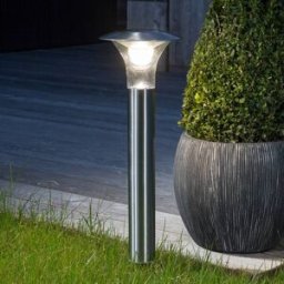 Lindby Jolin solar LED ground spike light, 66 cm, stainless steel JOLIN, Alu / grey / zinc, Stainless steel, Modern, outdoor solar lights