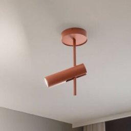 Leda 1 downlight, brick red, 1-bulb, height 34 cm SIGMA, dimmable, Red, Living / Dining Room, metal, Modern, Ceiling Light